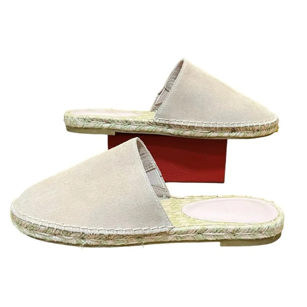 Gap Pink Espadrilles Shoes Mules Slip On Suede Blush Light Pink Flats Woven